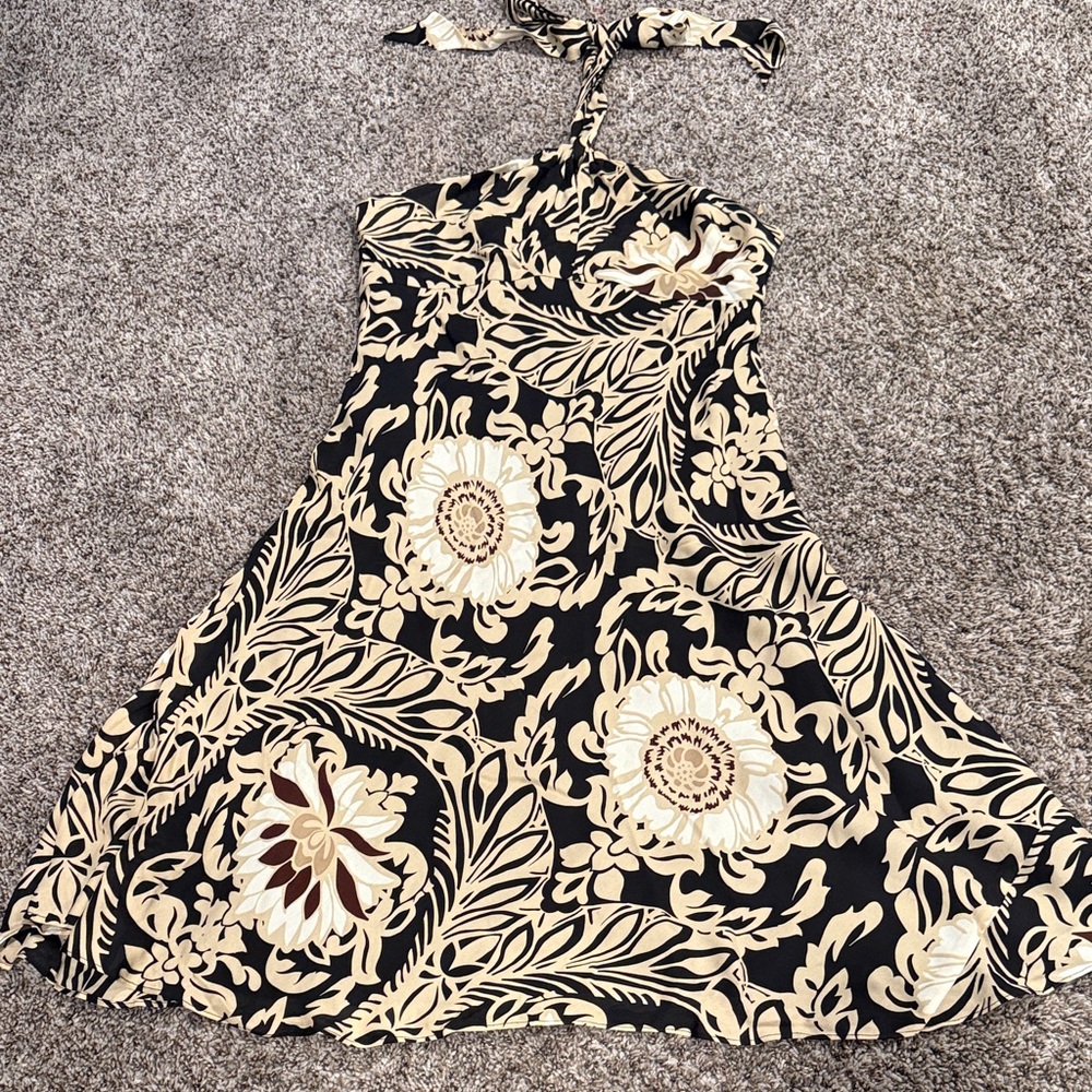 Ann Taylor Black and Cream Strapless Dress